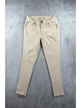 Sabrina Lauren Womens Pants Size 10 Beige Stretch Skinny Ankle Trousers